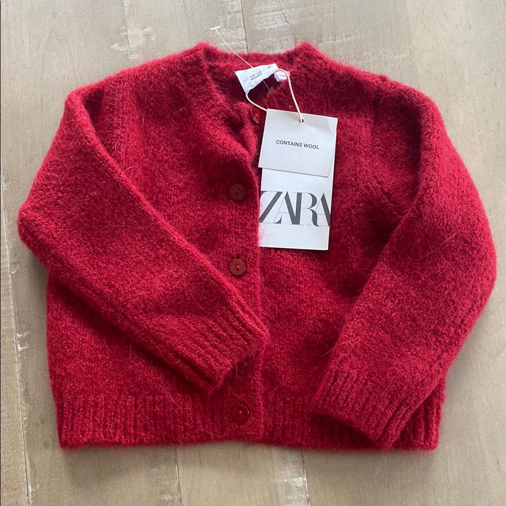 12-18m Zara Red Wool Cardigan